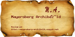 Mayersberg Archibáld névjegykártya